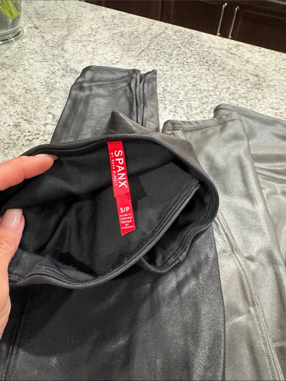3-Pack SPANX Faux Leather Leggings Bundle - Black, Charcoal, Navy - Picture 2 of 5